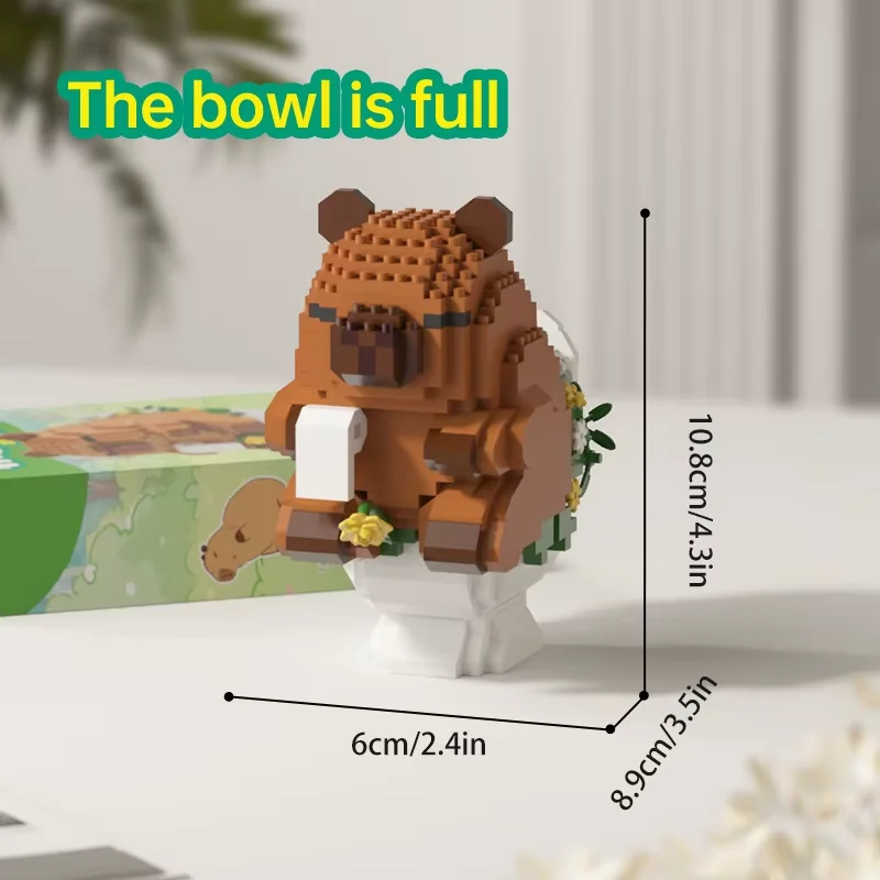 "Schattig Capybara blokfiguur - Desktop Decormodel met oranje accessoire |   Meme Lover's Collectible" - afbeelding 1