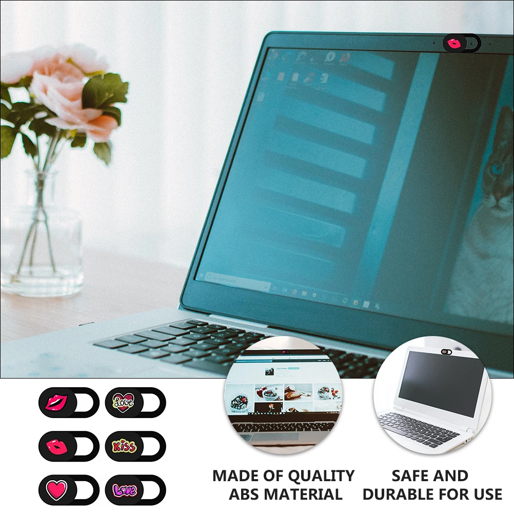 

6pcs Slide Covers Privacy Protector Abs Material For Phone Laptop Tablet Ultra Thin Lightweight Adhesive