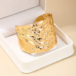 Irregular Bracelet For Women Pleated Metal Cuff Wide Edition Exaggerated Bangles Party Gift Holiday Fashion Jewelry B055