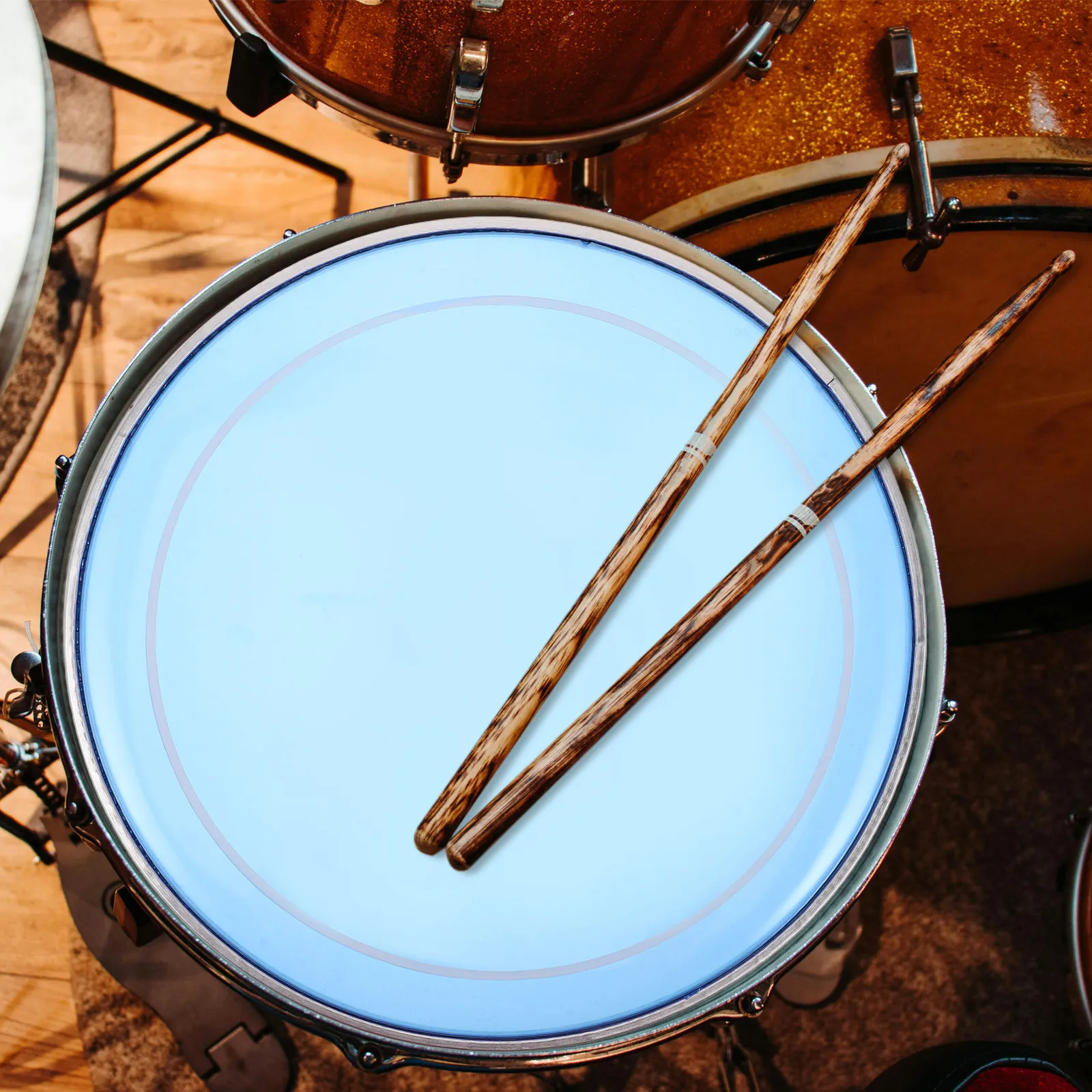 12 Inch Stylish Blue Dual Layer Oil Drum Skin Head for Jazz Snare Bass Drums Clear Sound Quick Response Drum Head Replacement