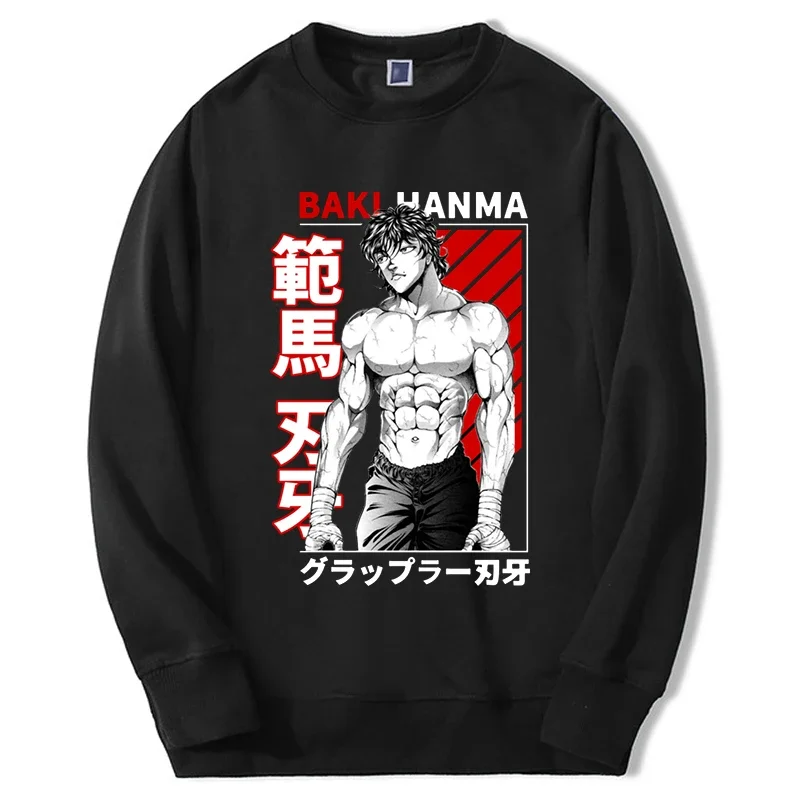 Hanma-Sweat à capuche en polaire à manches longues pour hommes, chemise de protection, pull Hip Hop, streetwear Mangas, Japon Anime Tray, 2024