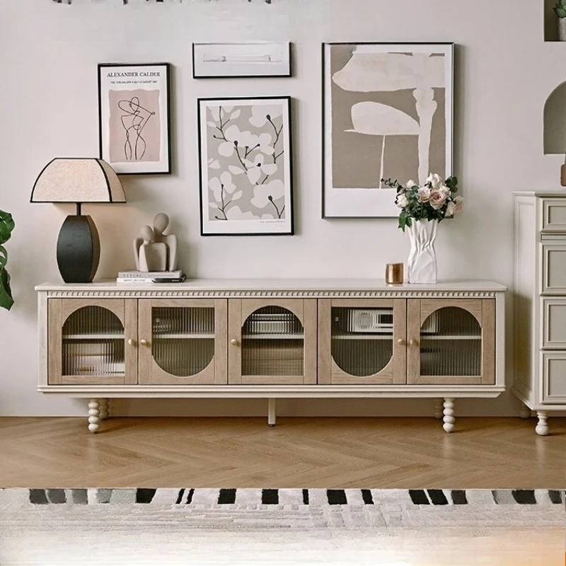 

Шкаф для телевизора из цельного дерева во французском кремовом стиле от пола до потолка для гостиной, шкаф для хранения в американском стиле ретро