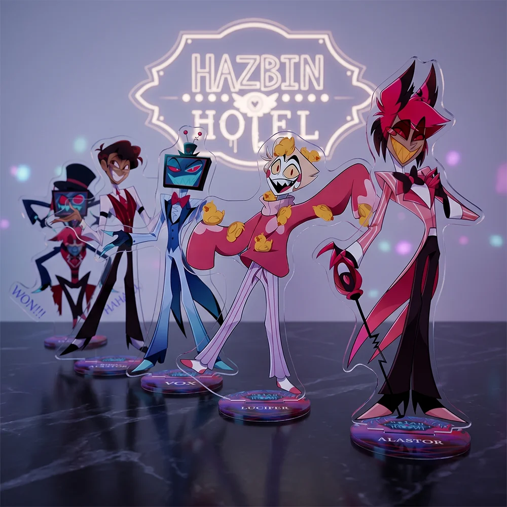 Hazbin Hotel 2026 New Style LUCIFER Alastor Vox Vincent Market Ver 15CM Cute Anime Acrylic Stand Keychain Desk Decor Fan Gifts