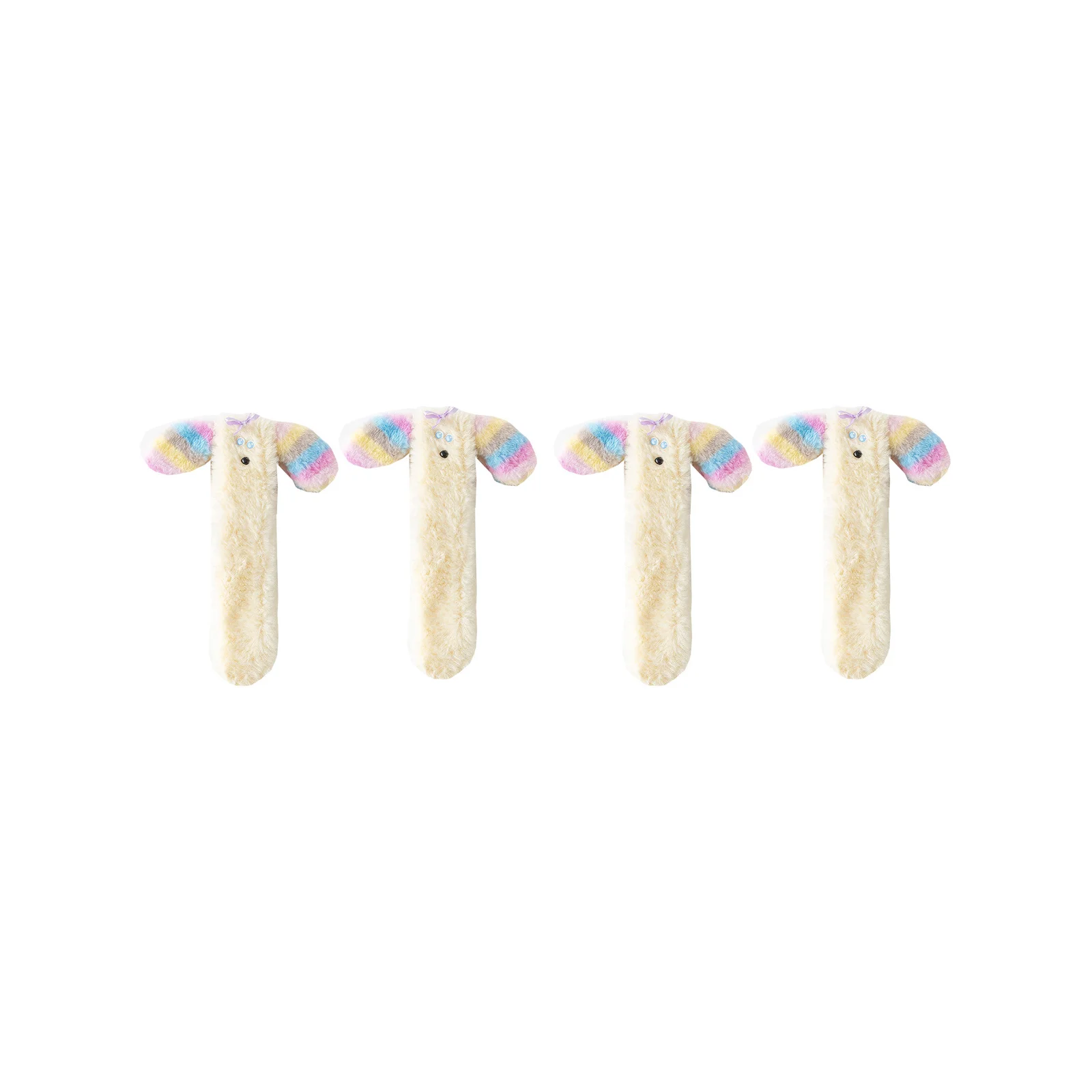 Rainbow/Pink/Gray Heart/Two-Color/Black/Stripe Comb/Leopard Print Ear Dog Plush Socks 7 Combination Set