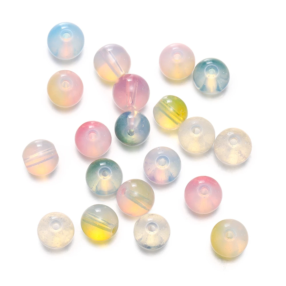 20/50pcs 10mm Jelly Double Color Glass Beads Transparent Spacer Loose Bead for DIY Bracelet Necklace Jewelry Making Accessories