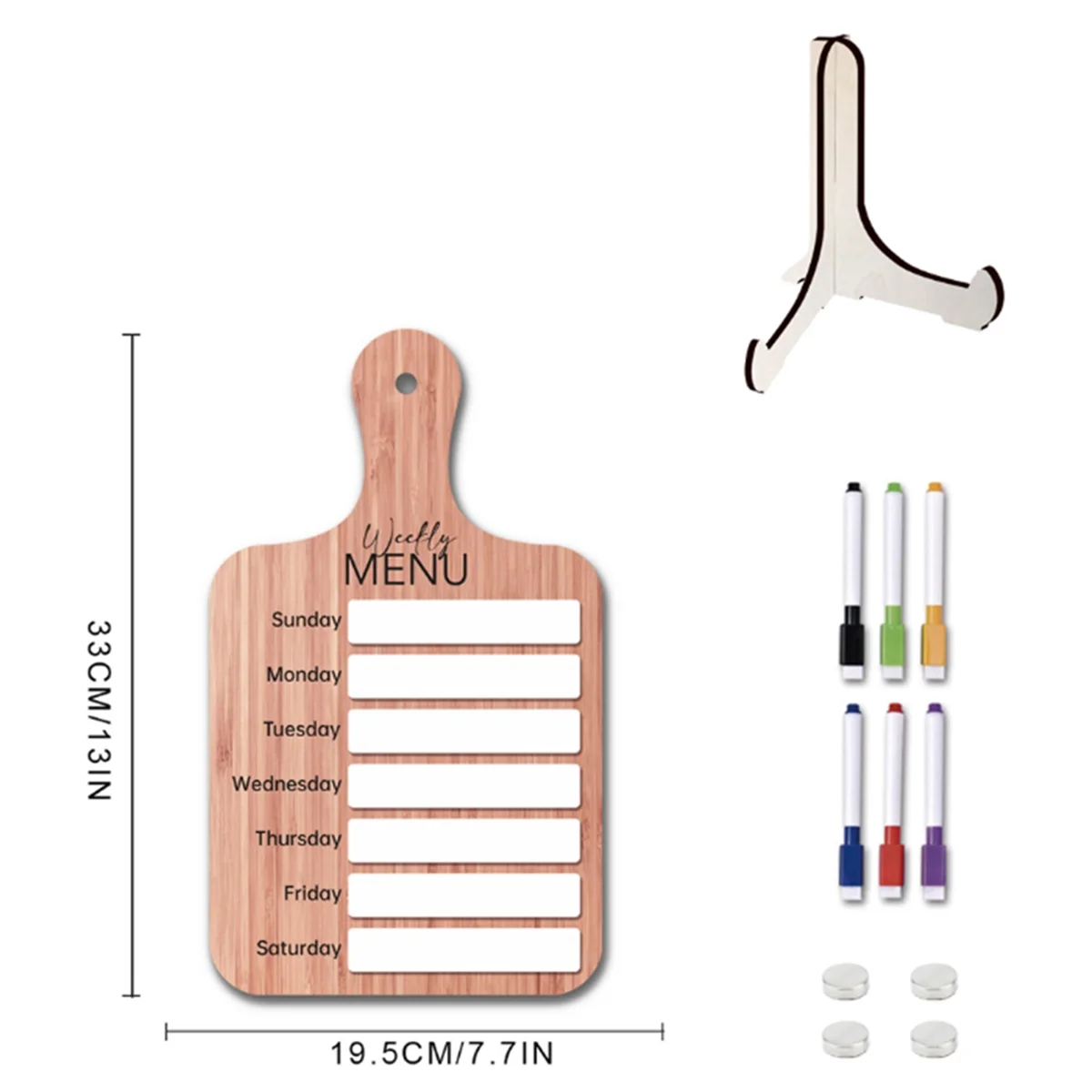 Fridge Meal Planner, Weekly Meal Prep Board - Magnetic Wooden Weekly Fridge Planner Planning Board for Kitchen Fridge