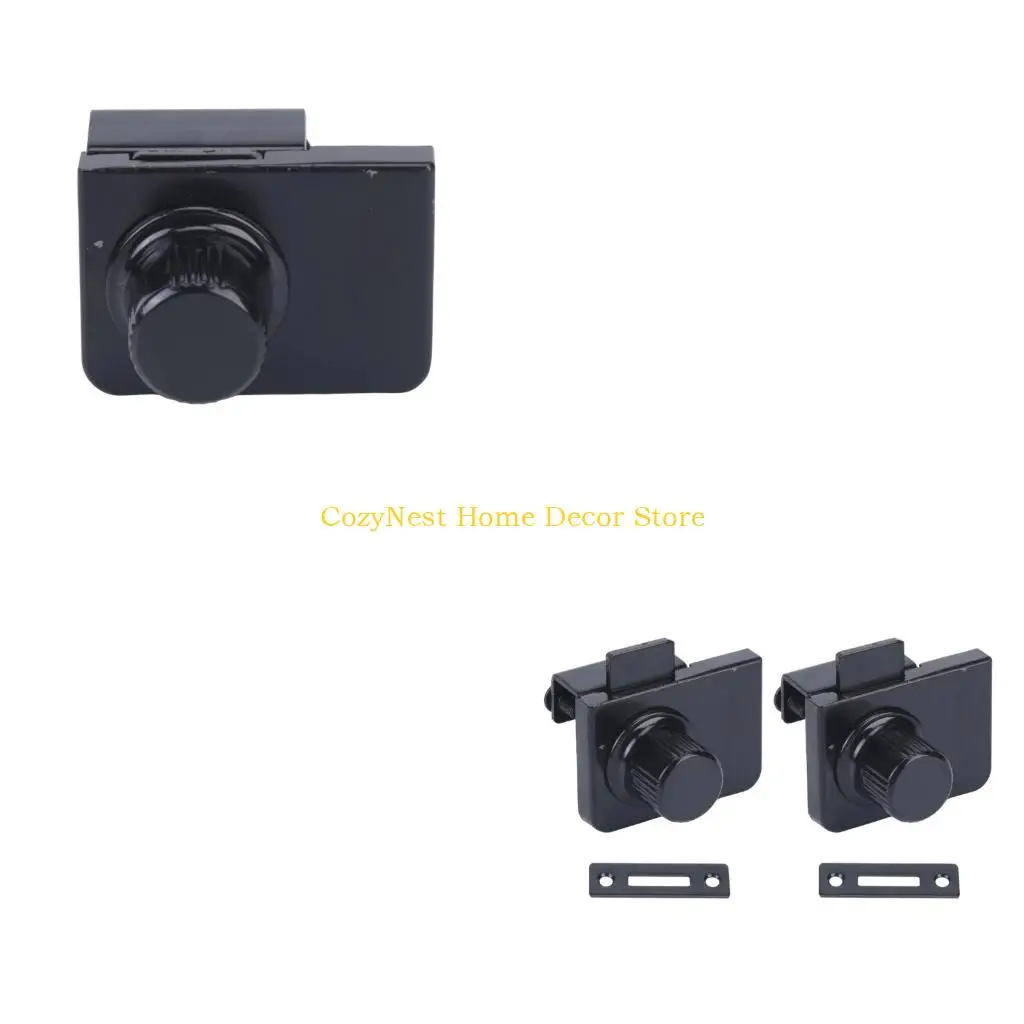 92MF Cupboard Lock Hardware for Glass Cabinet Door, No Drill Clamp-Fit Twist Knob Set for Display Cabinets and Wine Storage