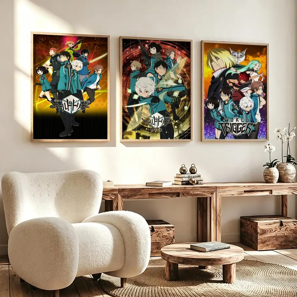 anime World Trigger Poster Poster HD Waterproof Self Adhesive Wall Art Print Decor for Bedroom Living Room Gift