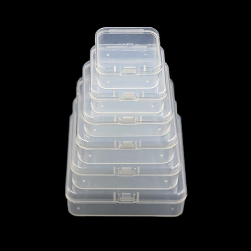 Clear Square Plastic Jewelry Beads Organizer Box -  4.5-9.5cm Portable Storage Container for Crafts Accessories Small Items DIY