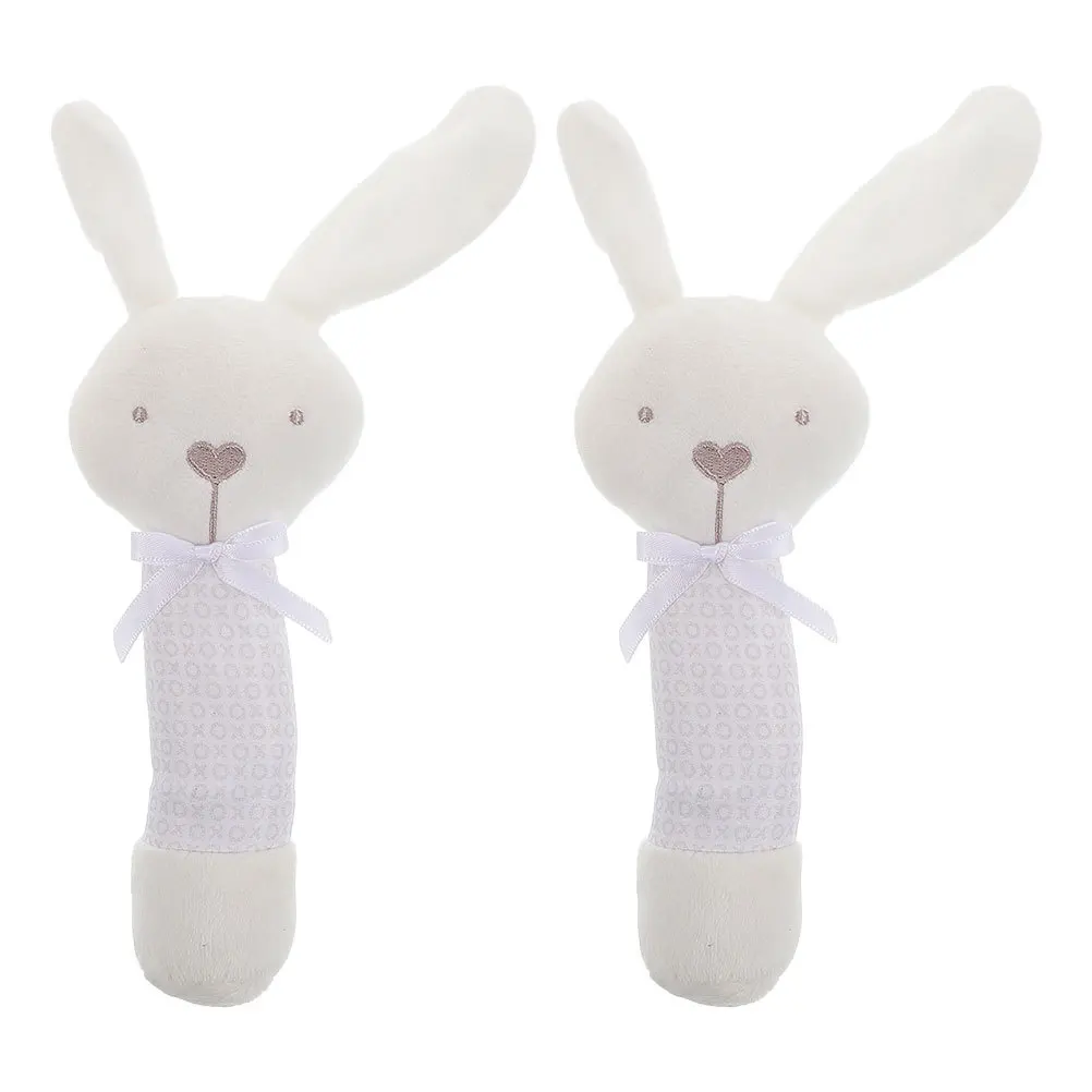 2 Stück Baby-Cartoon-Tier-Handrassel in Hasenform, leicht zu halten, sanfter Klang, Greifhilfe für Säuglinge, Babyrassel