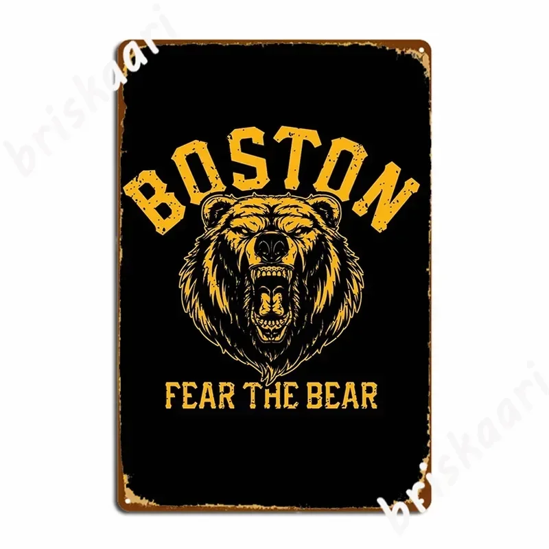 The Bear Hockey Beware Of Boston Sports Fan Metal Signs pub Custom Wall Decor Living Room Tin sign Posters
