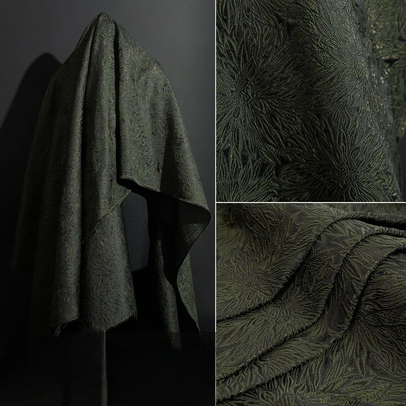 قماش جاكار بسلك ذهبي منقوش داكن لسترة على الطراز الصيني الجديد سترة هانفو ملابس مصممة قماش مواد الخياطة بنفسك