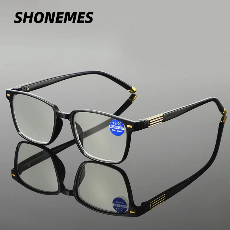 SHONEMES Square Reading Glasses Blue Light Blocking Eyewear Vintage Presbyopia Eyeglasses Diopters +1 1.5 2 3.5 4 for Men Women