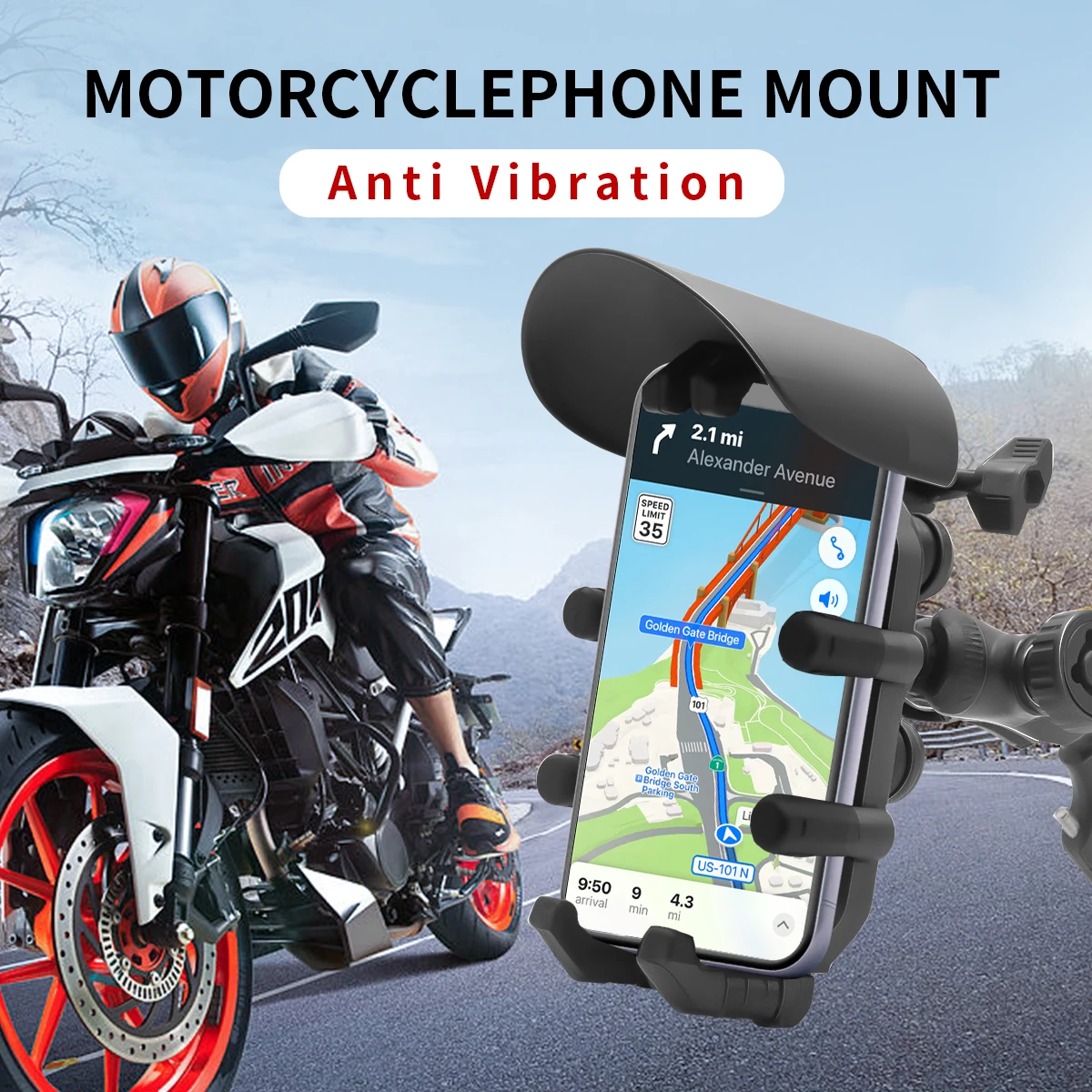

Motorcycle Phone Mount Holder - Sun Proof&Rain Proof&Vibration Proof&Anti Theft Phone Metal Stand Bicycles, Scooters, And ATV