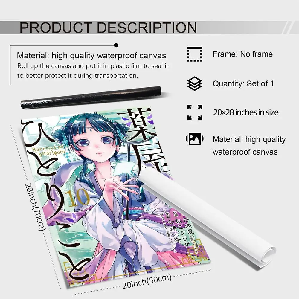 يوميات الصيدلية أنيمي Maomao اللوحة الخط قماش ملصق جدار الفن الداخلي المدخل ديكور المنزل هدايا العيد