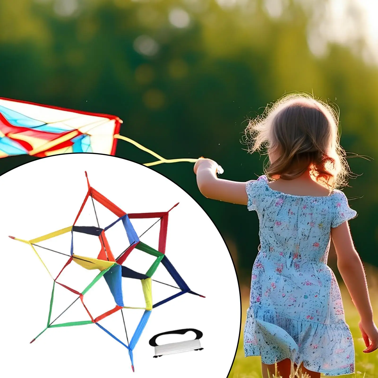 

Hexagonal Shape Kite Game Easy Control Family Kite for Beach Lawn Boys Girls