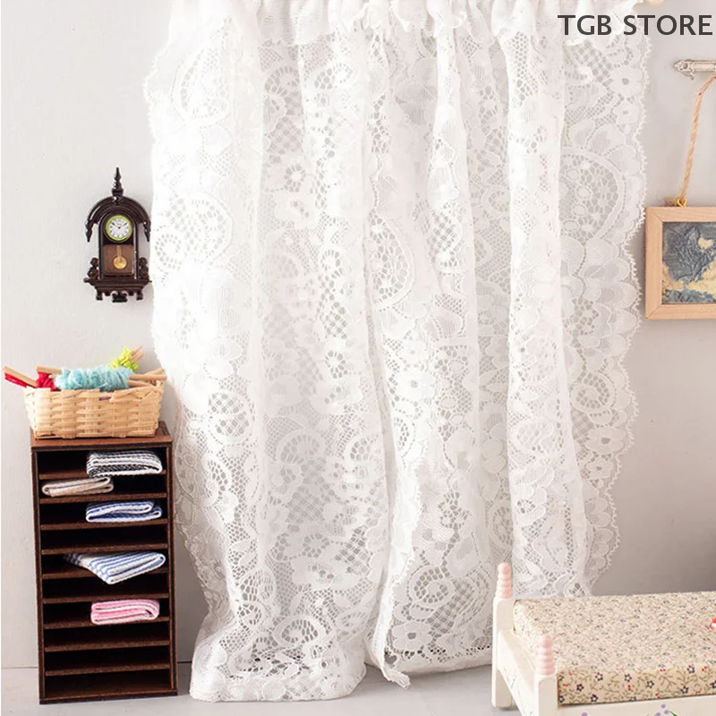 1/12 Scale Lace Curtain Miniature Dollhouse Bedroom Furniture Decor Toy Dolls House Accessories for Micro Scene Photo Props