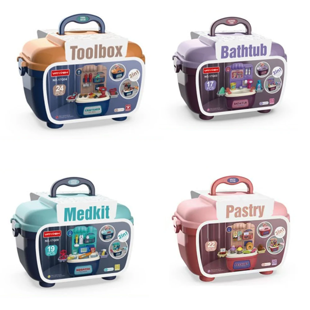 2in1 Mini Handmand Keuken Dessert Medisch Servies Gereedschap Make-up Set Simulatie Speelhuis Voedsel Speelgoed Fantasiespel Games Cadeau
