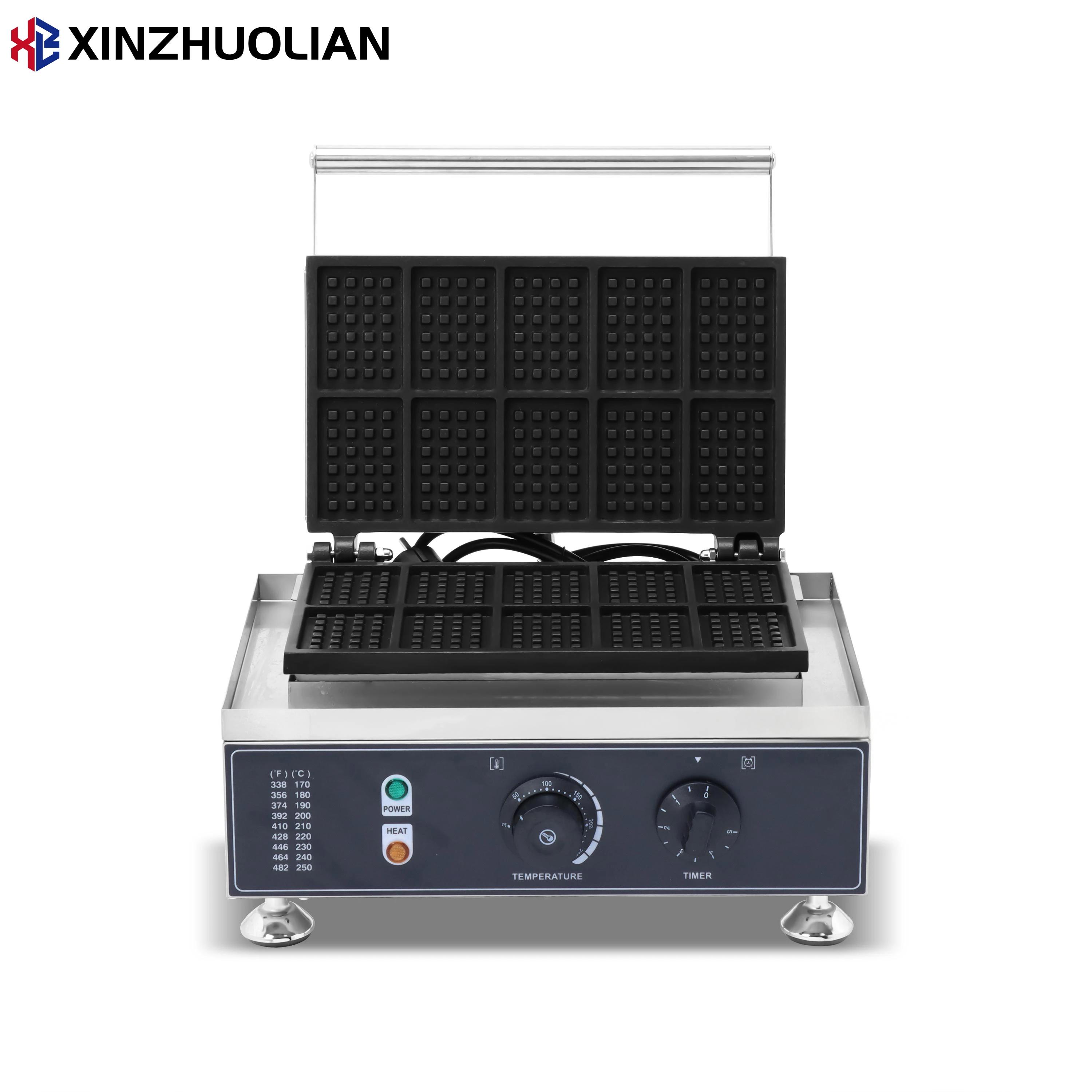 

New High Ten-Piece Waffle Stainless Steel Design Energy Saver Non-Stick Coating Portable 1.55KW Bakery Restaurant Food