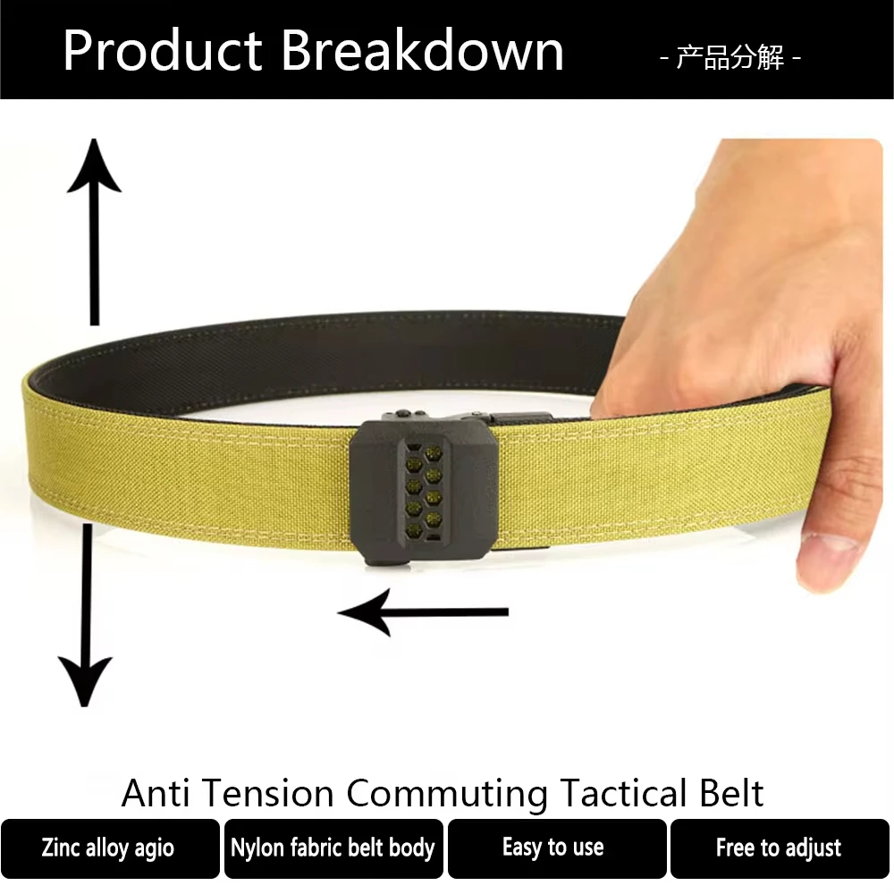 TUSHI Brand Double layered thickened tactical belt men\'s outdoor nylon 3.8 wide upgraded automatic buckle gun belt