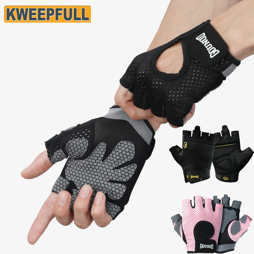 

1 пара противоскользящих перчаток для поднятия тяжестей, перчатки для тренировок без пальцев с мягкой подкладкой на ладонях для мужчин и женщин, для занятий в тренажерном зале, фитнеса, велоспорта