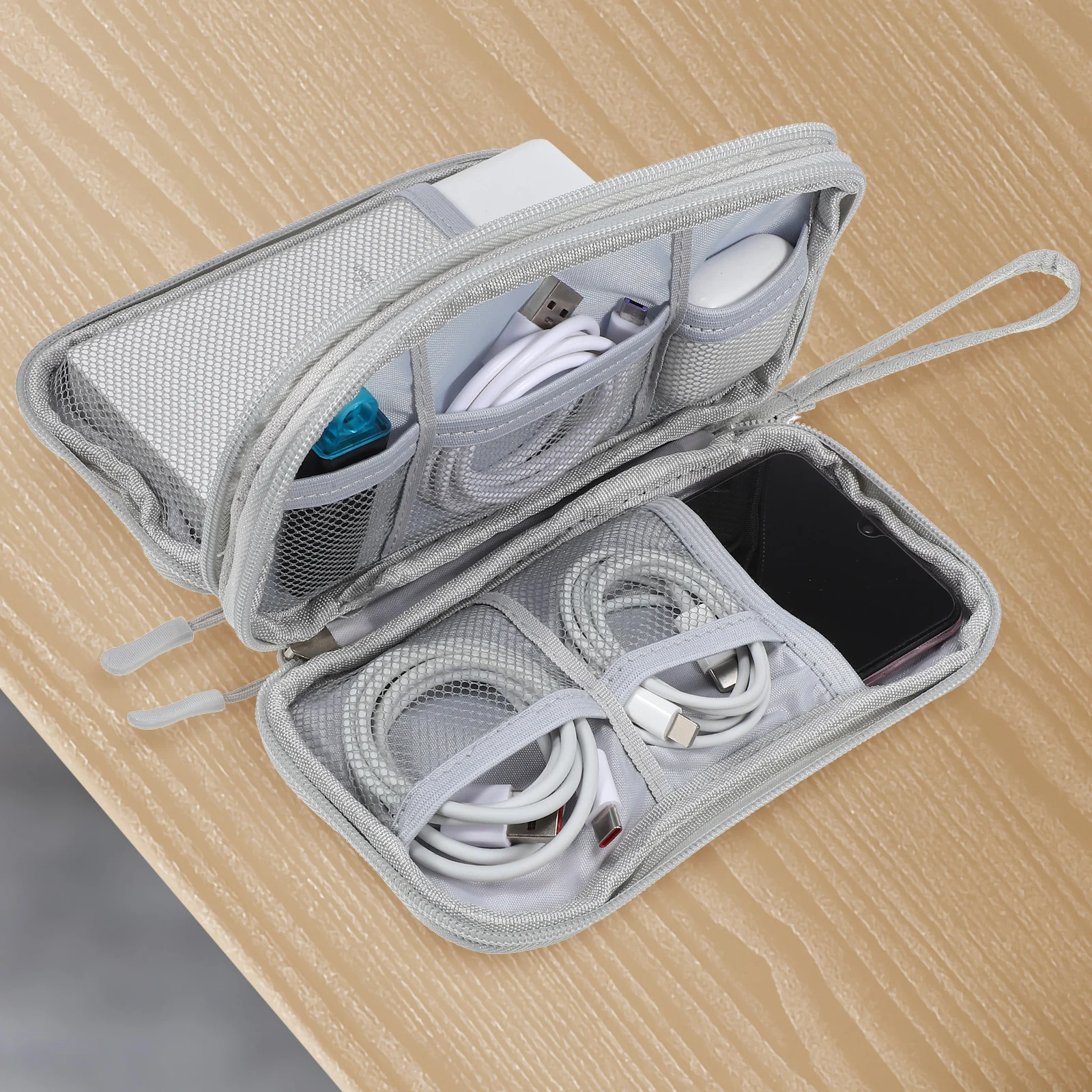 

Double Layer Pu Electronic Bag Travel Cable Storage Pouch Zipper Outdoor Accessories Case For Cord Usb Phone Gadget Sundries
