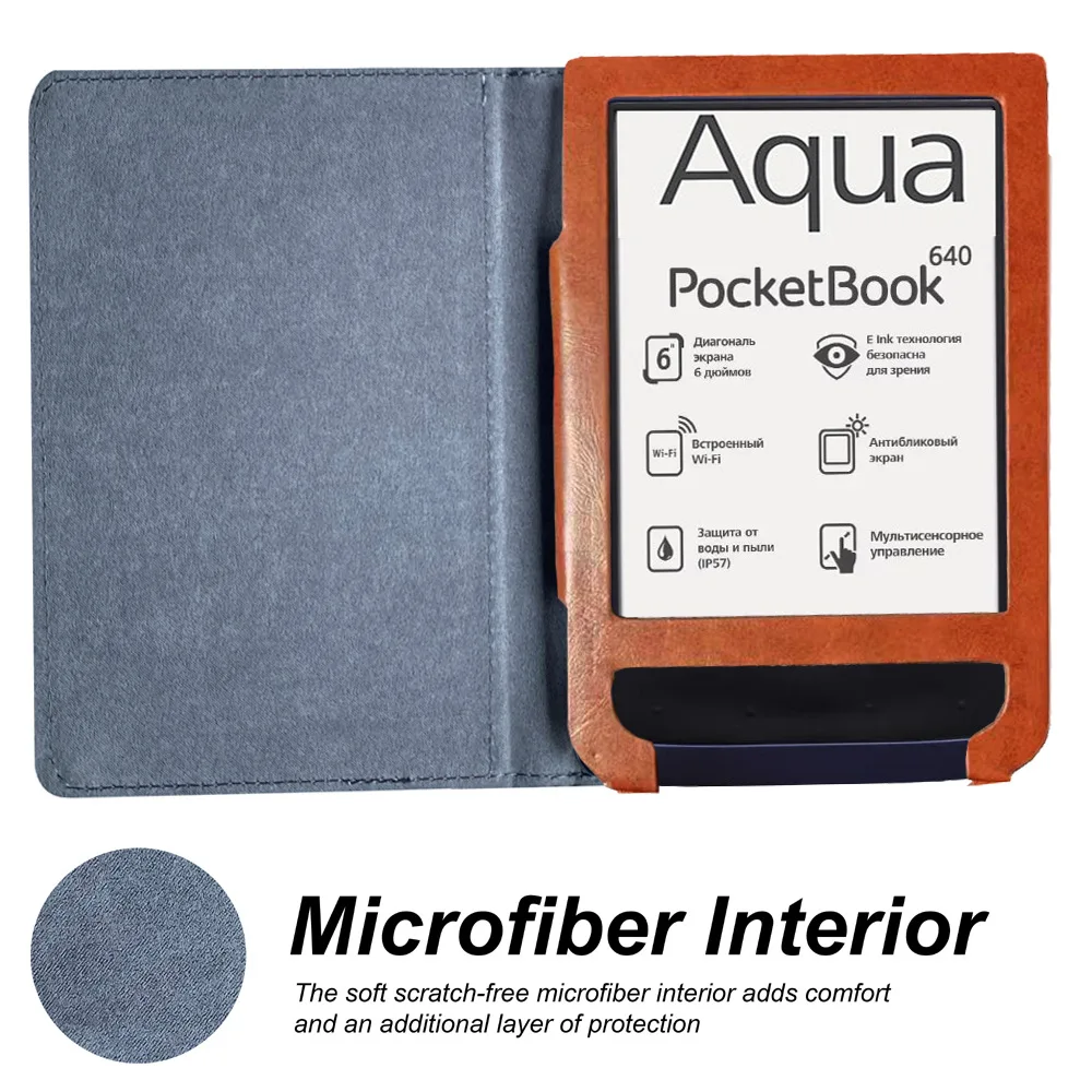 Case for 7" Pocketbook Aqua/Apua 2 (PB640/PB641), Flip Ultra Slim Portable Leather Lightweight Protective Shell Closured Cases