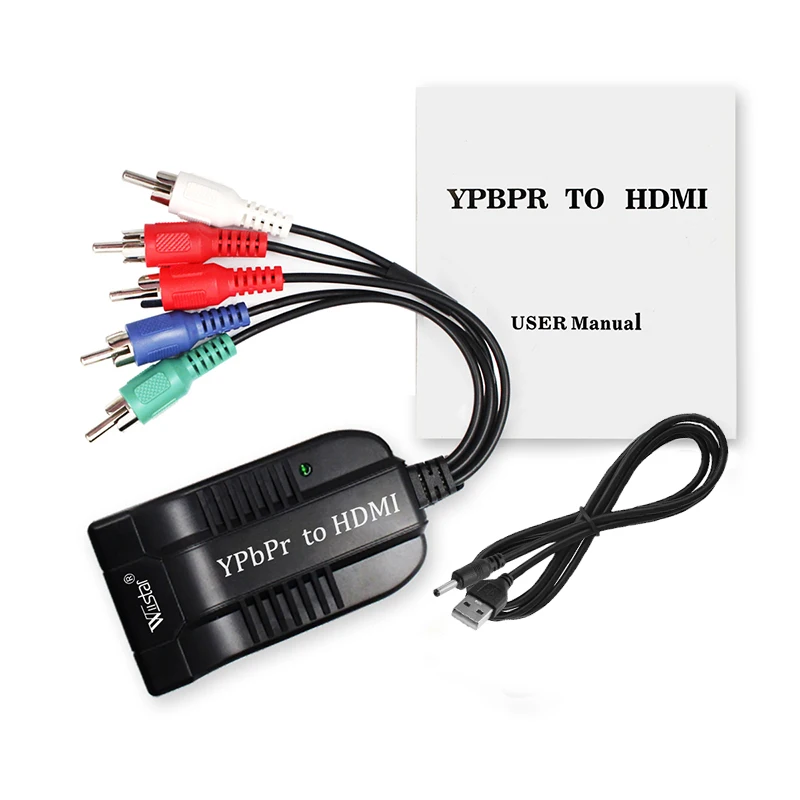 5 konwerter wideo-audio RCA Ypbpr na HDMI HDTV z zasilaczem (kabel USB DC)