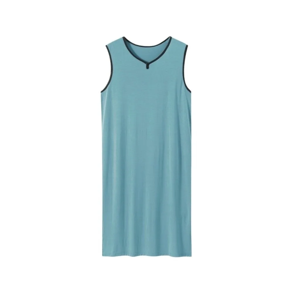 Multi-functional Knee-Length Men's Sleeping Dress Plus Size Soft Night-robe Elastic Thin Modal Pajamas Travel