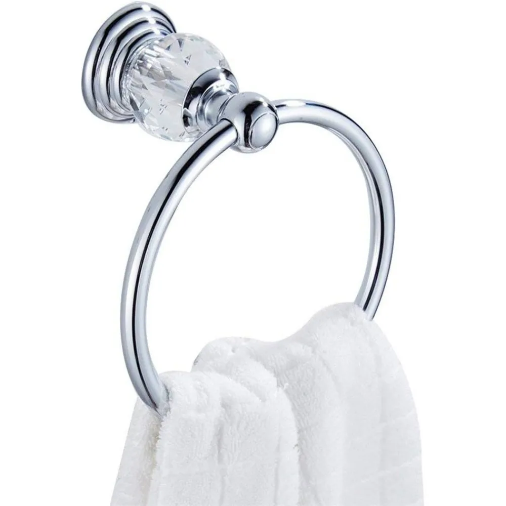 24 Inch Chrome Towel Bar and Ring Set, Single Hand Towel Holder, Modern Bathroom Hardware for Stylish Storage