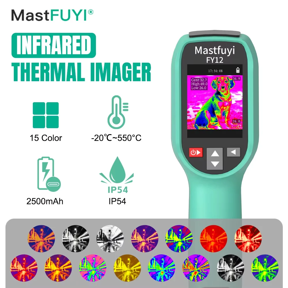 

Ручная тепловизионная камера MASTFUYI FY12, водонепроницаемая, пылезащитная, противоударная, перезаряжаемая, тепловое изображение 240*240 пикселей