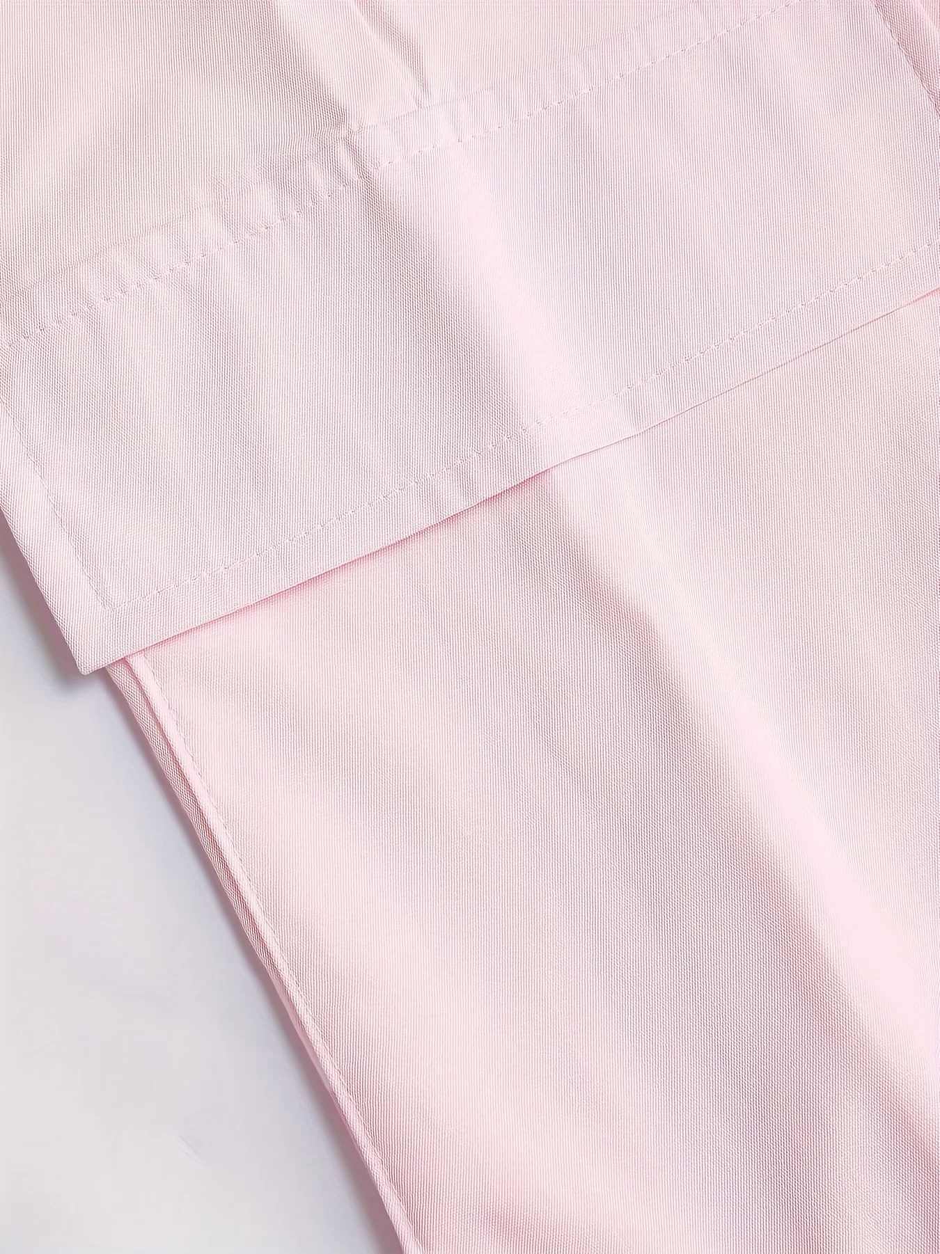 กางเกงลำลองผู้หญิงสีชมพูทรงโอเวอร์ไซส์ ผ้าทอ สวมใส่สบาย ทรงหลวม เอวสูง ทรงขาตรง สีชมพู