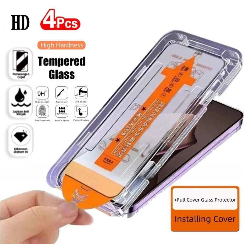 4PCS HD Oleophobic Coating Dust Free Screen Protector For Samsung S26 Ultra S25 S24 A57 A37 A55 A56 5G A17 A16 A07 A32 A54 Glass