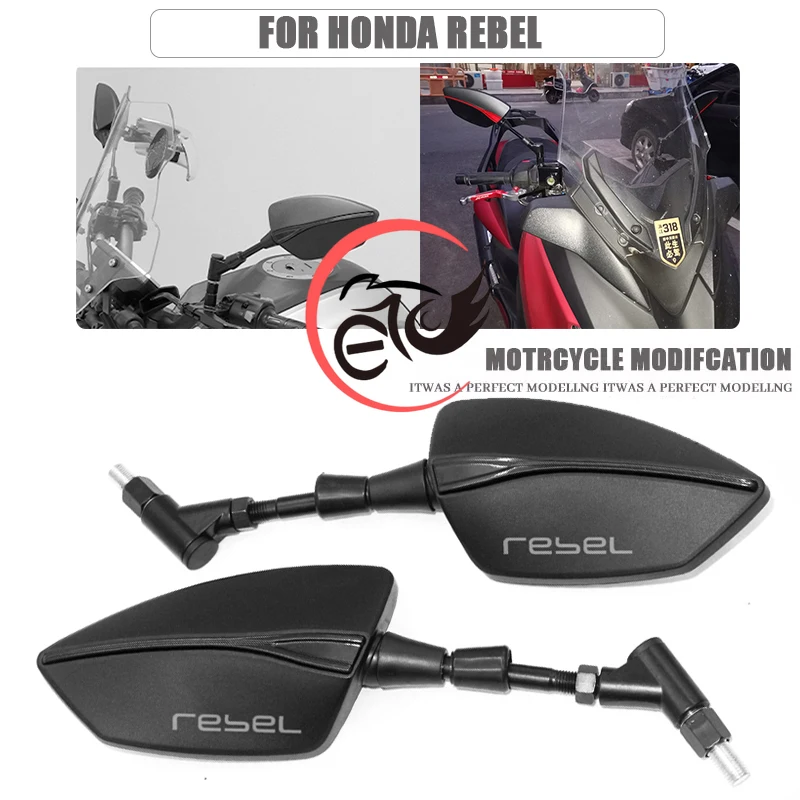 

Espejo retrovisor para motocicleta, espejos laterales de aluminio CNC para Honda Rebel 300 Rebel 500