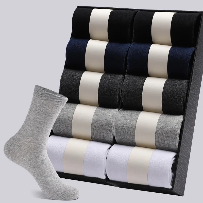 

1/2/3/4Pairs Men'S Cotton Socks Black White Gray Business Men Tube Socks Soft Breathable Spring Summer For Male Socks Plus Size