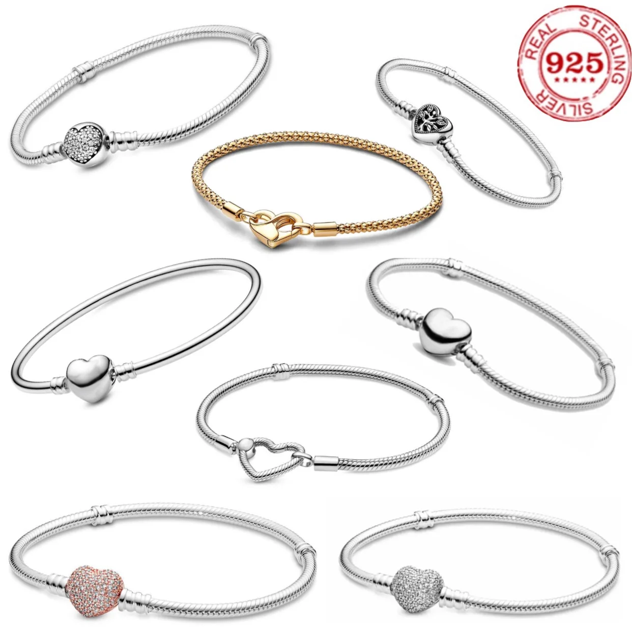 

Hot sale 925% sterling silver charm bracelet for women's fashion classic crown heart original DIY bracelet high quality jewelry