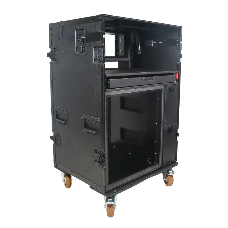 Mobile AV Broadcasting Streaming Recording Studio Workstation Flight Case with 4U Top 12U Bottom for Broadcast Video