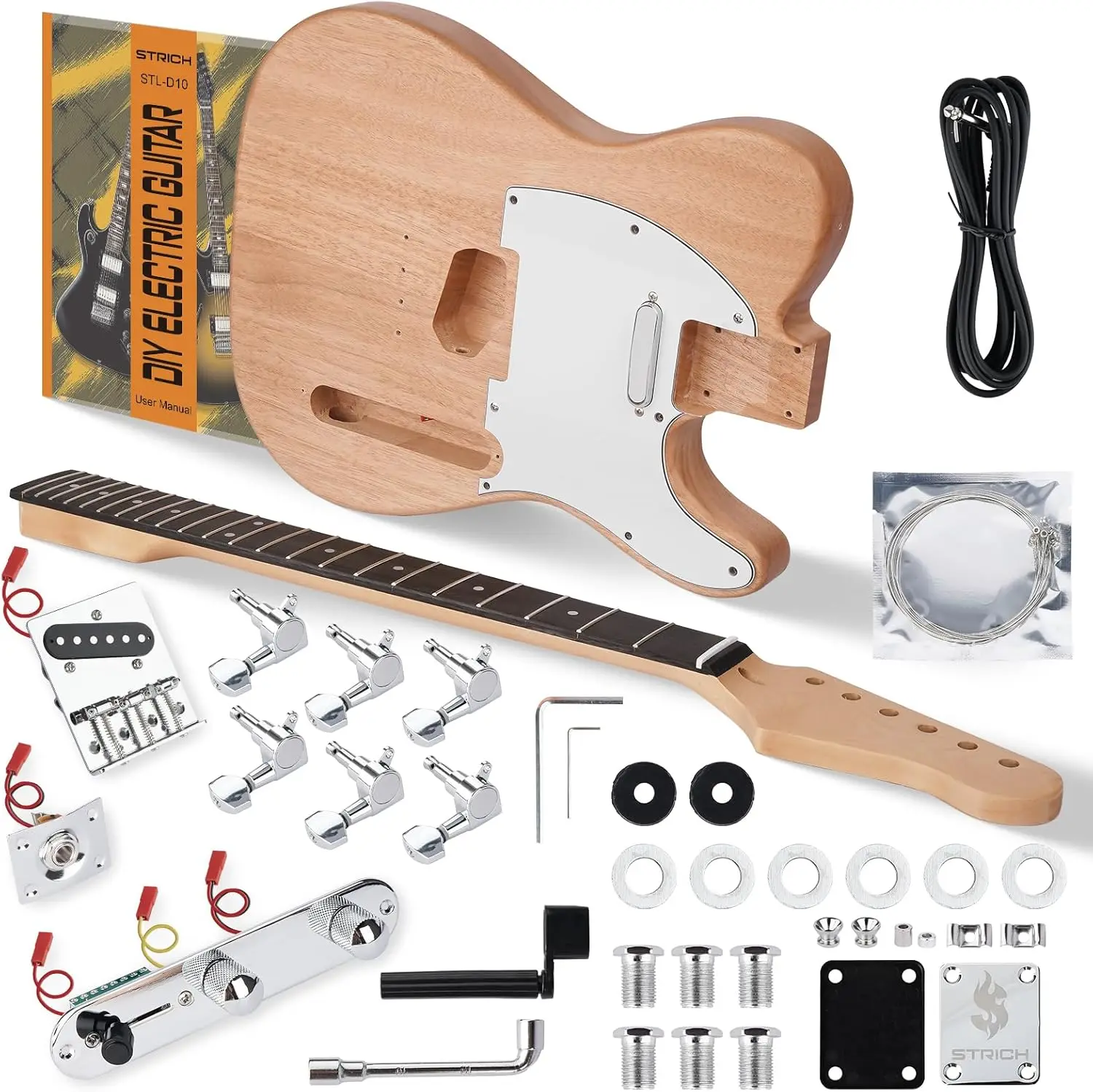 DIY Electric Guitar Kit, Mahogany Body & Maple Neck with SS Pickups, Easy Assembly All Parts Included – Build Your Own STL-D10