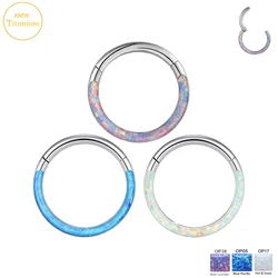 New Titanium Septum Piercing Nose Ring 8-10mm Opal Hinged Segment Clicker Ear Cartilage Earrings Helix Lip Piercing Body Jewelry