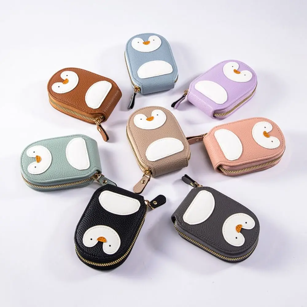 Elegant Multi-card Penguins Card Holder Cartoon PU Organ Style Card Bag Business Card 11 Card Slots Leather Coin Purse Travel