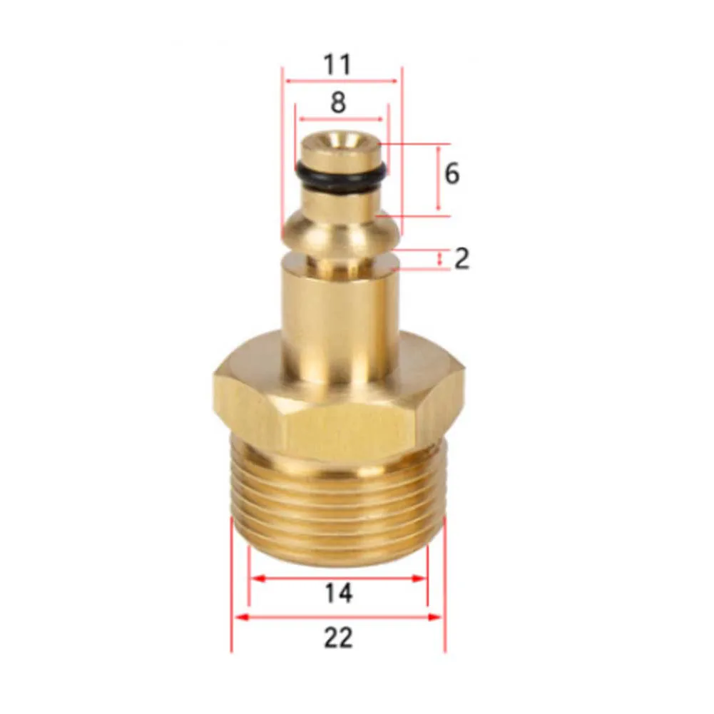 Brass M22 Male Thread Hose Pipe Adapter For High Pressure Washer Systems Supporting 220 Bar Maximum Operating Pressure