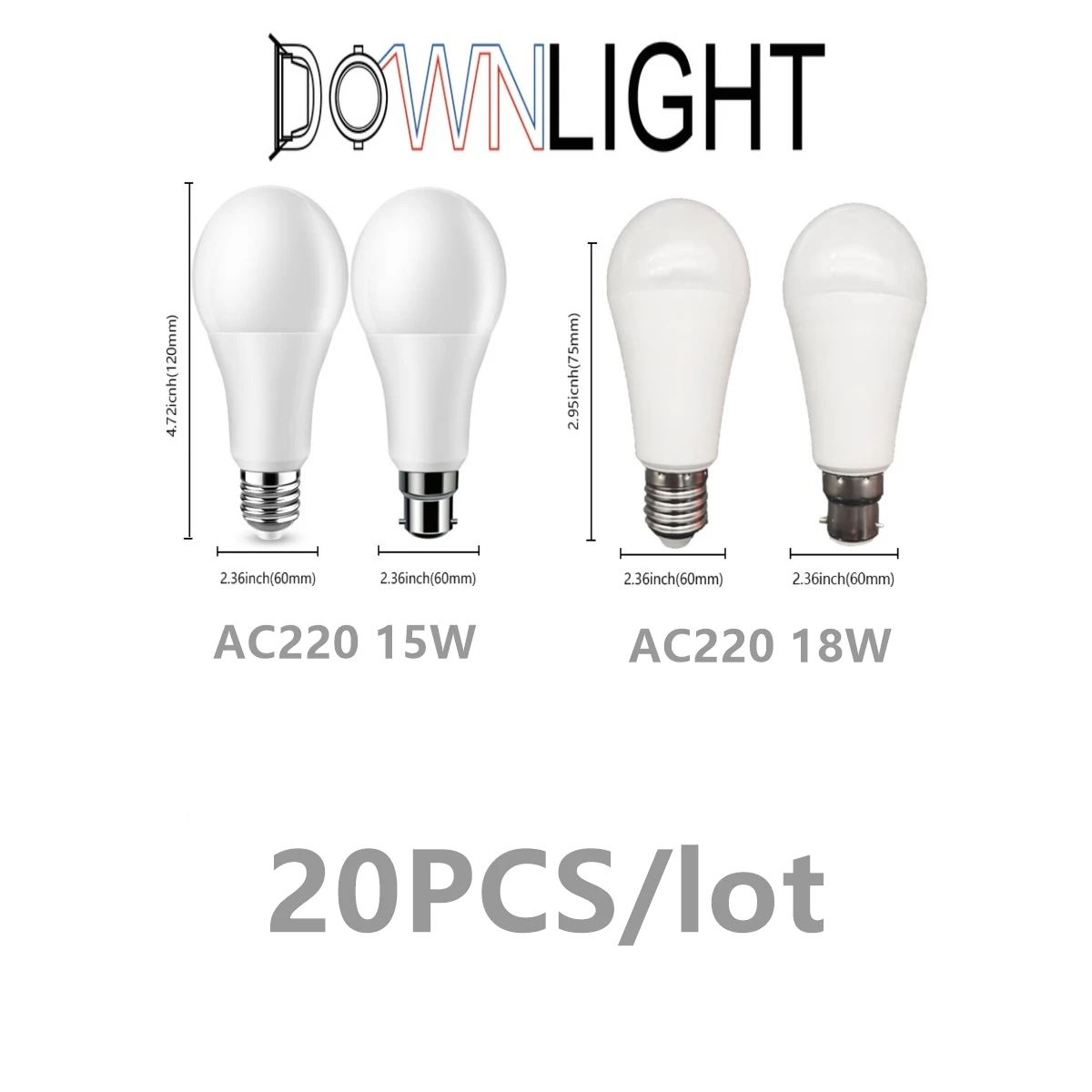 

20pcs Strobe-free high-efficiency LED bulb lamp 220V high-power 15W 18W is suitable for kitchen, bathroom, study and office