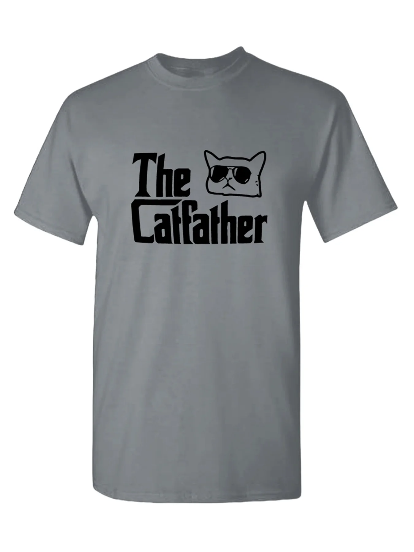 

Men's Short Sleeve Round Collar T-Shirt Hiking Tee Durable Quick-Dry Fabric Simple English Cat Pattern Printing