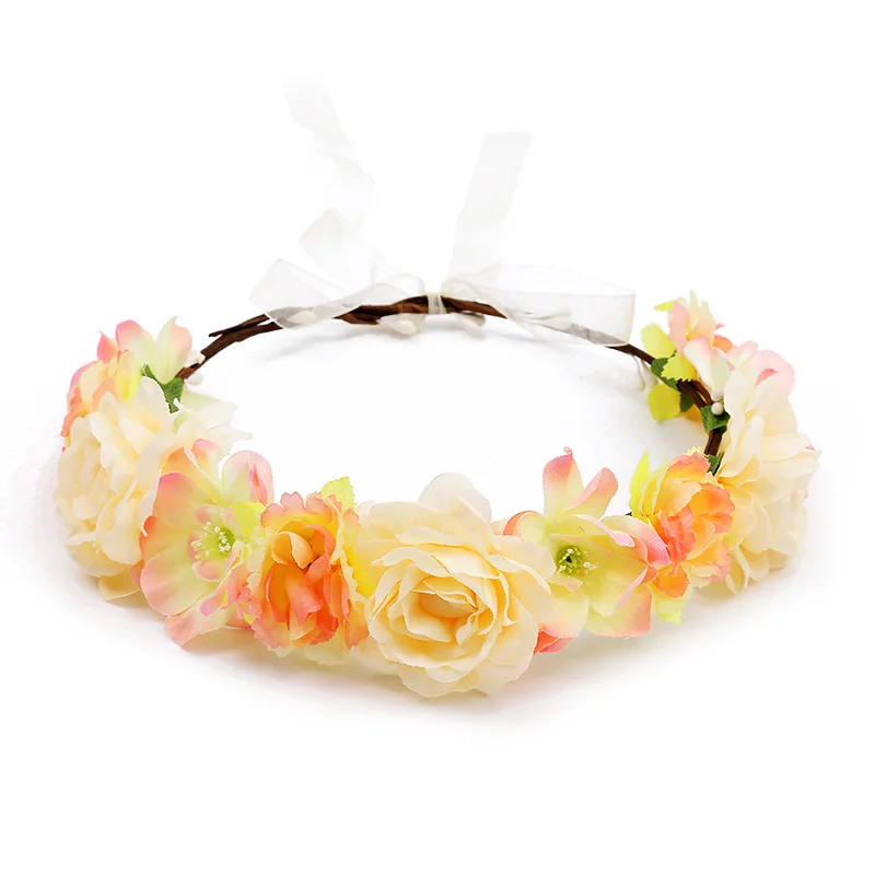 Women Hair Flower Crown Head Garland Wedding Hair Wreath Dried Flowers Corolla Garlands Floral Headband Headdress Hair Tiaras