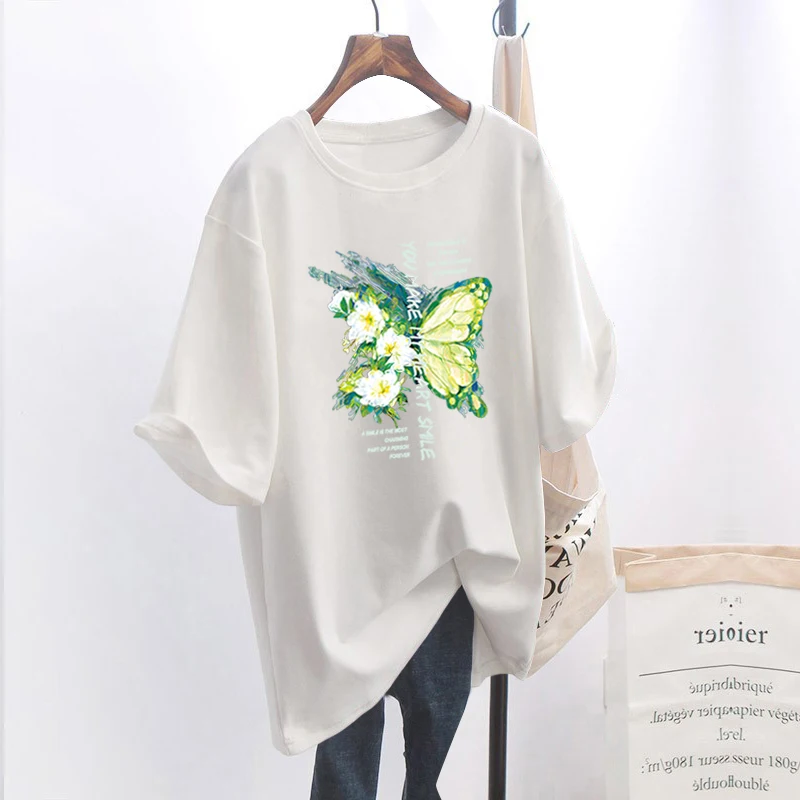 New Oversized Women T Shirts Short Sleeve O-neck Female Tops Tees Cartoon Printed Casual Loose Summer Tshirt