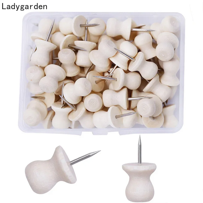 나무 푸시 핀 지도 엄지 압정 DIY 장식 엄지 압정 사진 코르크 보드 포스터 달력 학교 사무용품, 100 개, 20mm