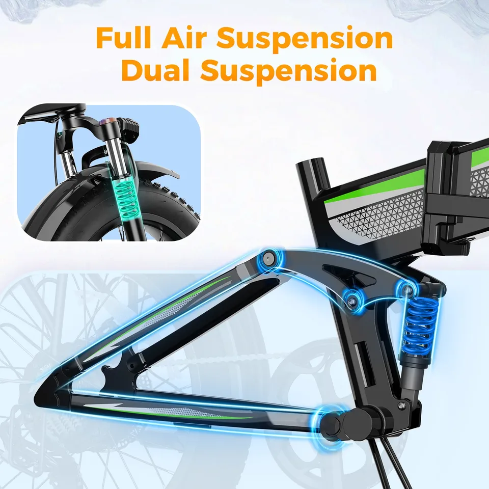 20'' Folding Electric Bike 1500W 48V 12.8Ah Motor Off-Road EMTB Free Shipping image 5