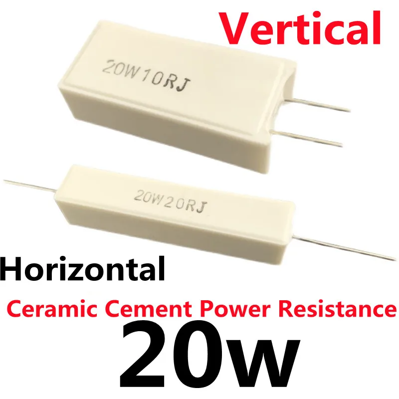 2PCS/Lot 20W Cement  Resistance 5% 0.1~100K 0.33 0.47 0.5  2.2 3 3.3 4 5 8 10 22 30 50 56 82 100 200 300 470 680 820 1K 50K Ohm