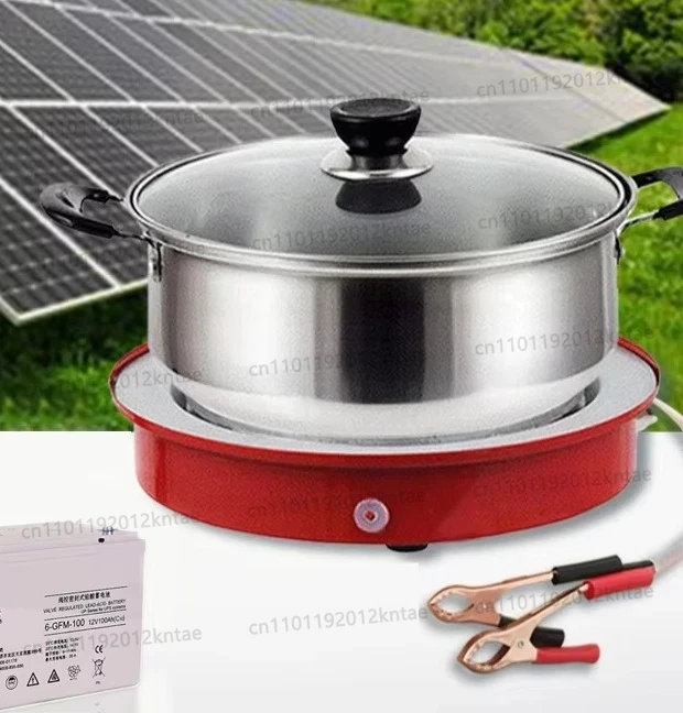 Electric Stove Rechargeable Hot Plate 12v Inductions Cooker with Battery OEM Stainless Steel Ceramics Red