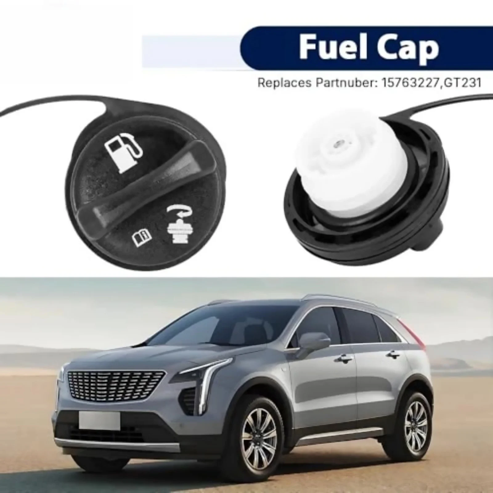 

Fuel Gas Cap Compatible with GMC Chevy Cadillac 1999-2003 Silverado Sierra Yukon Tahoe Suburban Replacement GT231 15763227